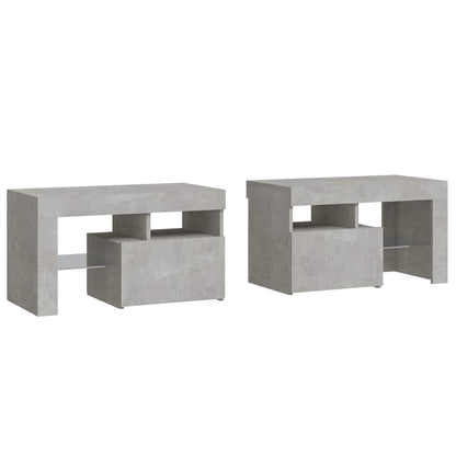 Comodini 2 pz con Luci a LED Grigi Cemento 70x36,5x40 cm | homemem39