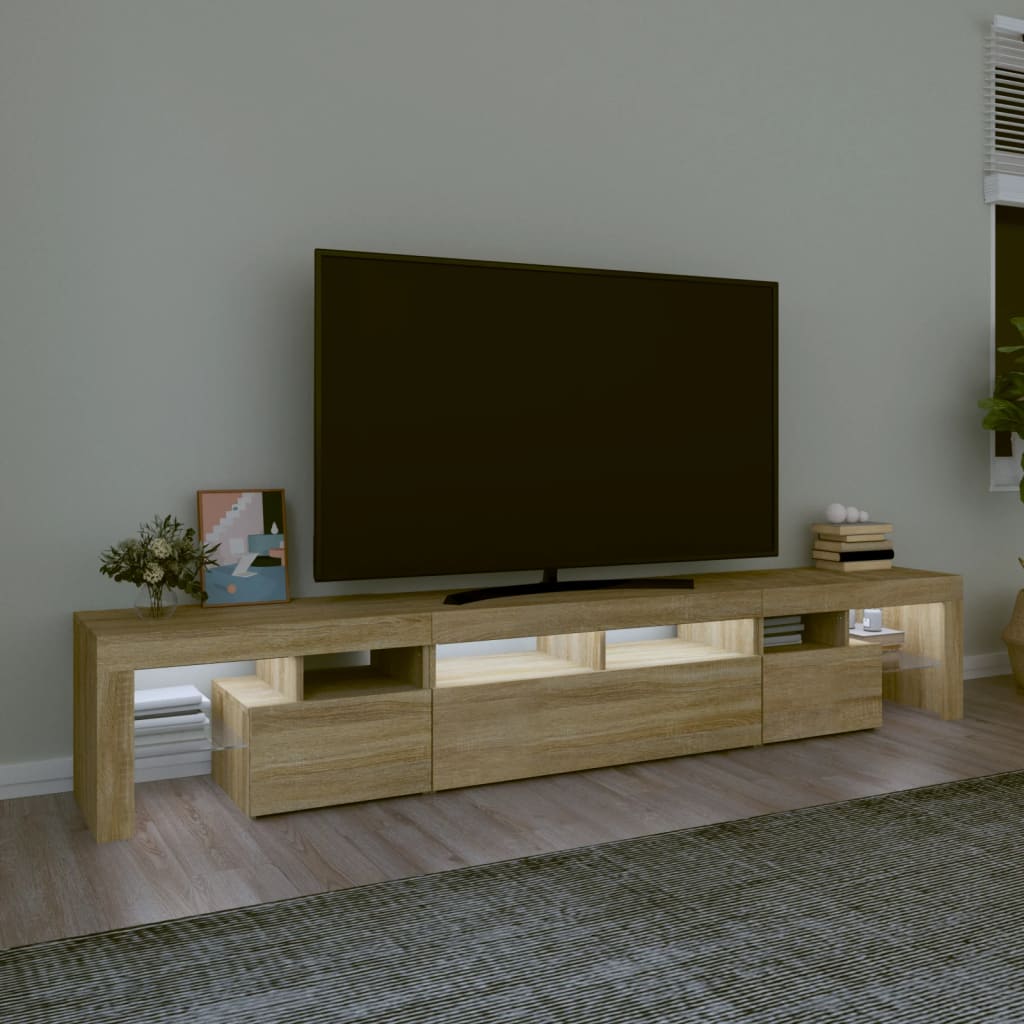 Mobile Porta TV con Luci LED Rovere Sonoma 230x36,5x40 cm - homemem39