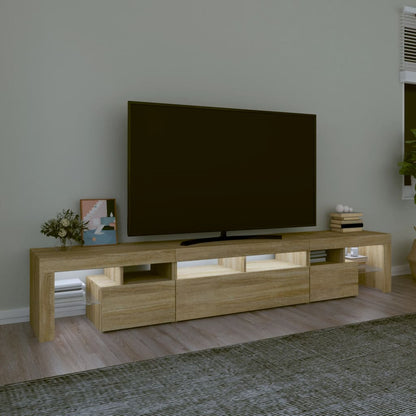 Mobile Porta TV con Luci LED Rovere Sonoma 230x36,5x40 cm - homemem39