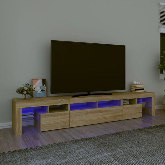 Mobile Porta TV con Luci LED Rovere Sonoma 230x36,5x40 cm - homemem39