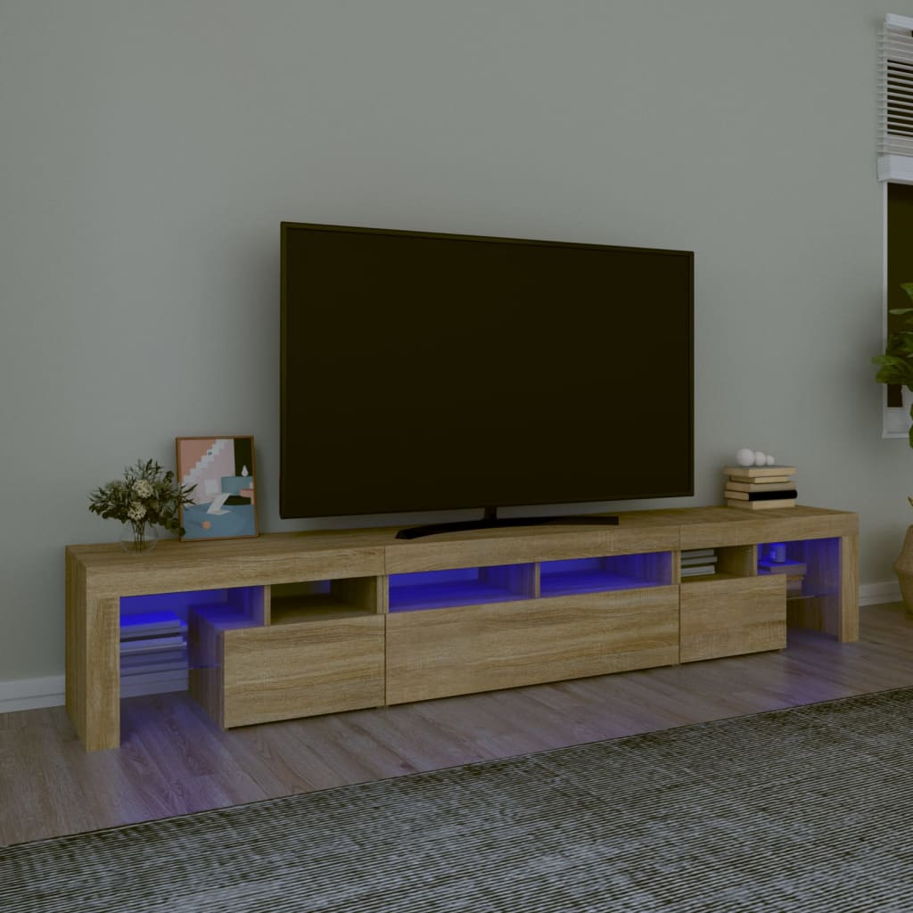 Mobile Porta TV con Luci LED Rovere Sonoma 230x36,5x40 cm - homemem39