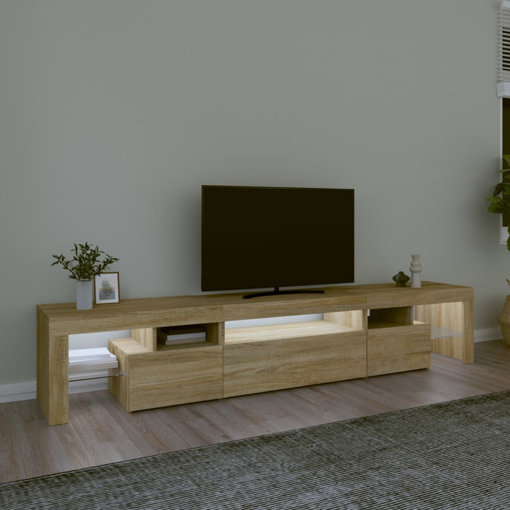 Mobile Porta TV con Luci LED Rovere Sonoma 215x36,5x40 cm - homemem39