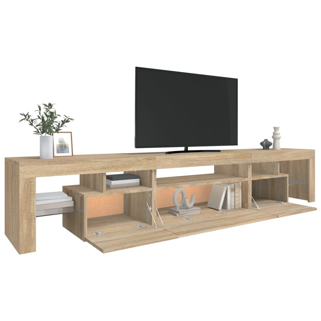 Mobile Porta TV con Luci LED Rovere Sonoma 215x36,5x40 cm - homemem39