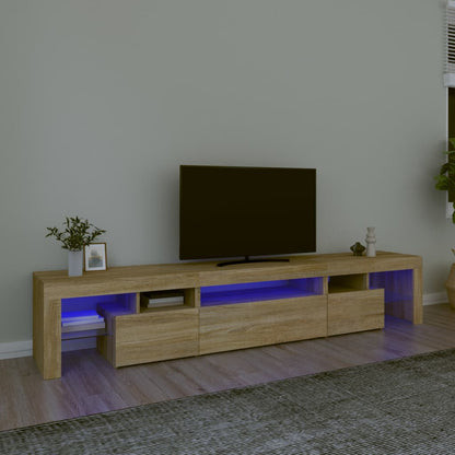 Mobile Porta TV con Luci LED Rovere Sonoma 215x36,5x40 cm - homemem39
