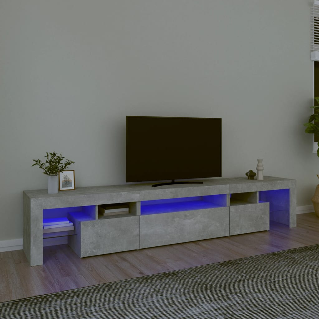 Mobile Porta TV con Luci LED Grigio Cemento 215x36,5x40 cm - homemem39