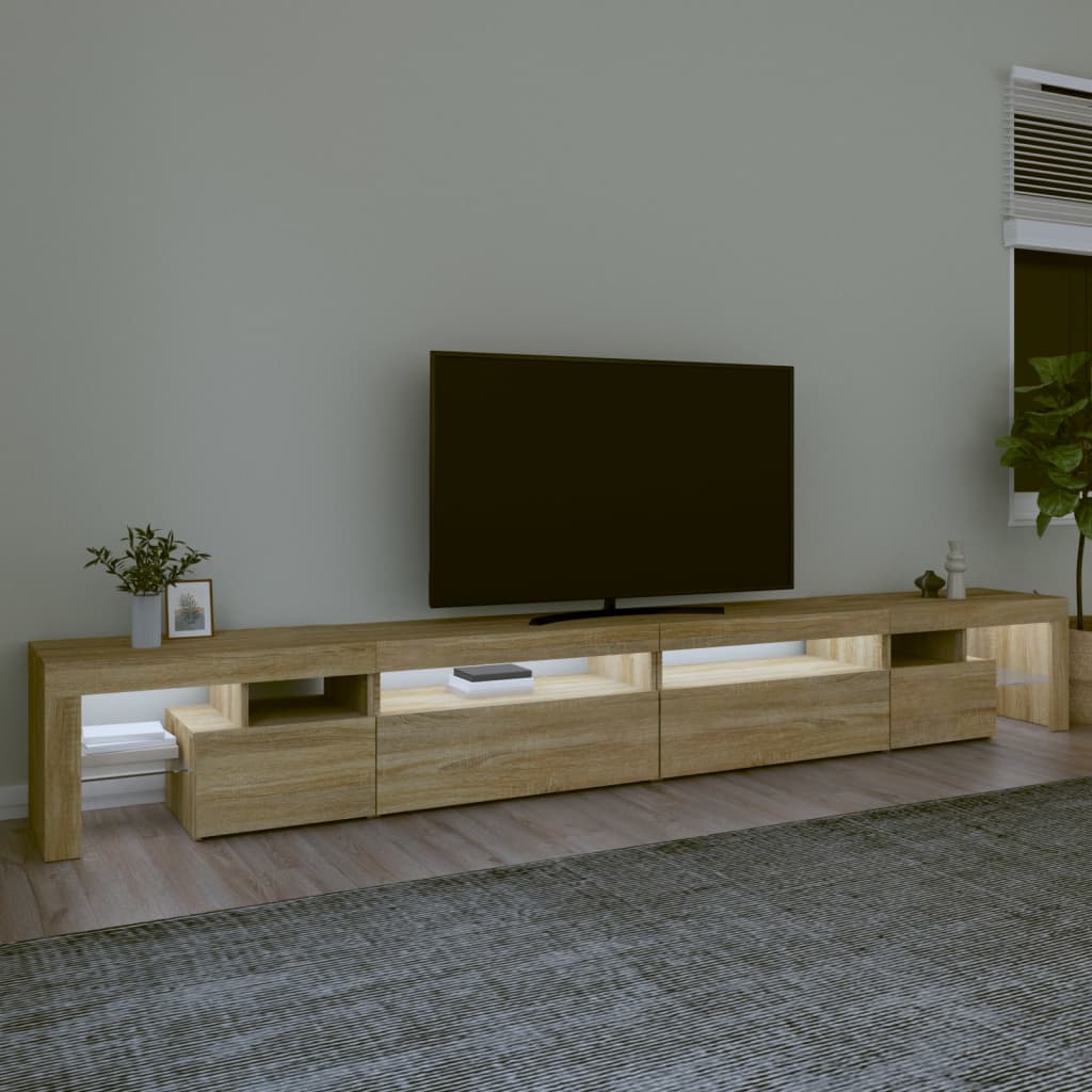 Mobile Porta TV con Luci LED Rovere Sonoma 290x36,5x40 cm - homemem39