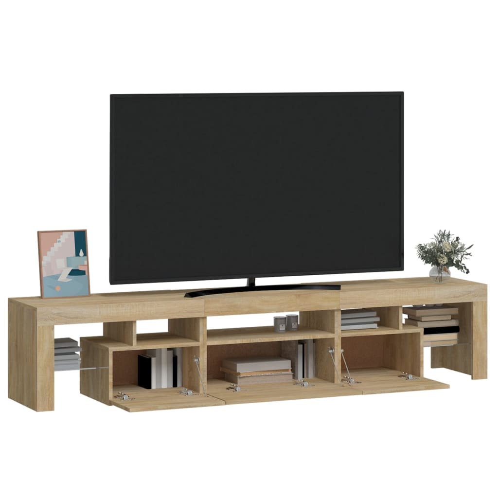 Mobile Porta TV con Luci LED Rovere Sonoma 200x36,5x40 cm - homemem39