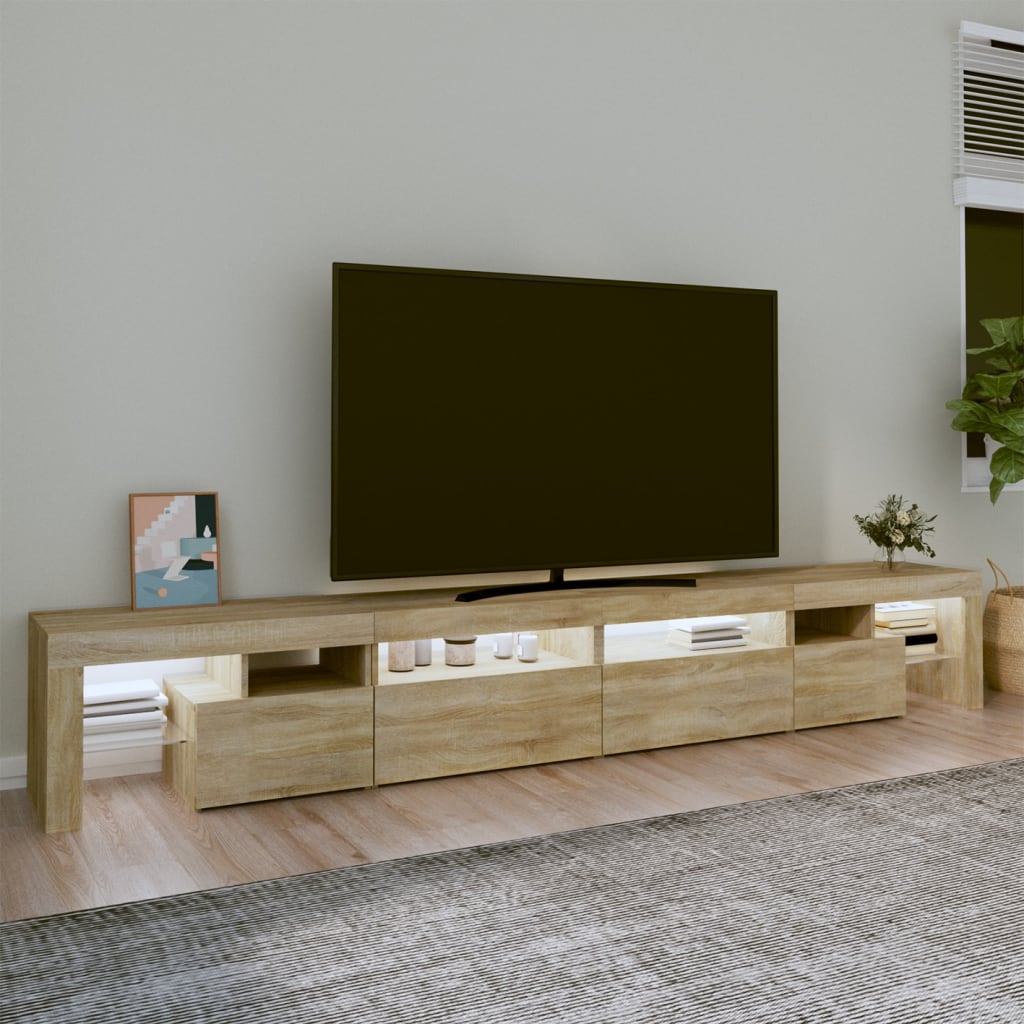 Mobile Porta TV con Luci LED Rovere Sonoma 260x36,5x40 cm - homemem39