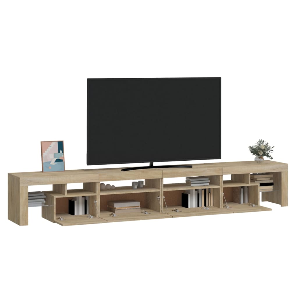 Mobile Porta TV con Luci LED Rovere Sonoma 260x36,5x40 cm - homemem39