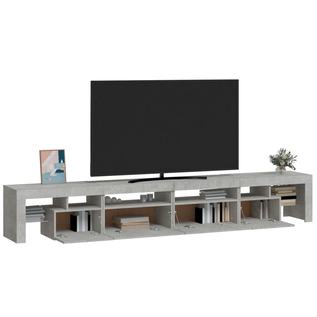 Mobile Porta TV con Luci LED Grigio Cemento 260x36,5x40 cm - homemem39