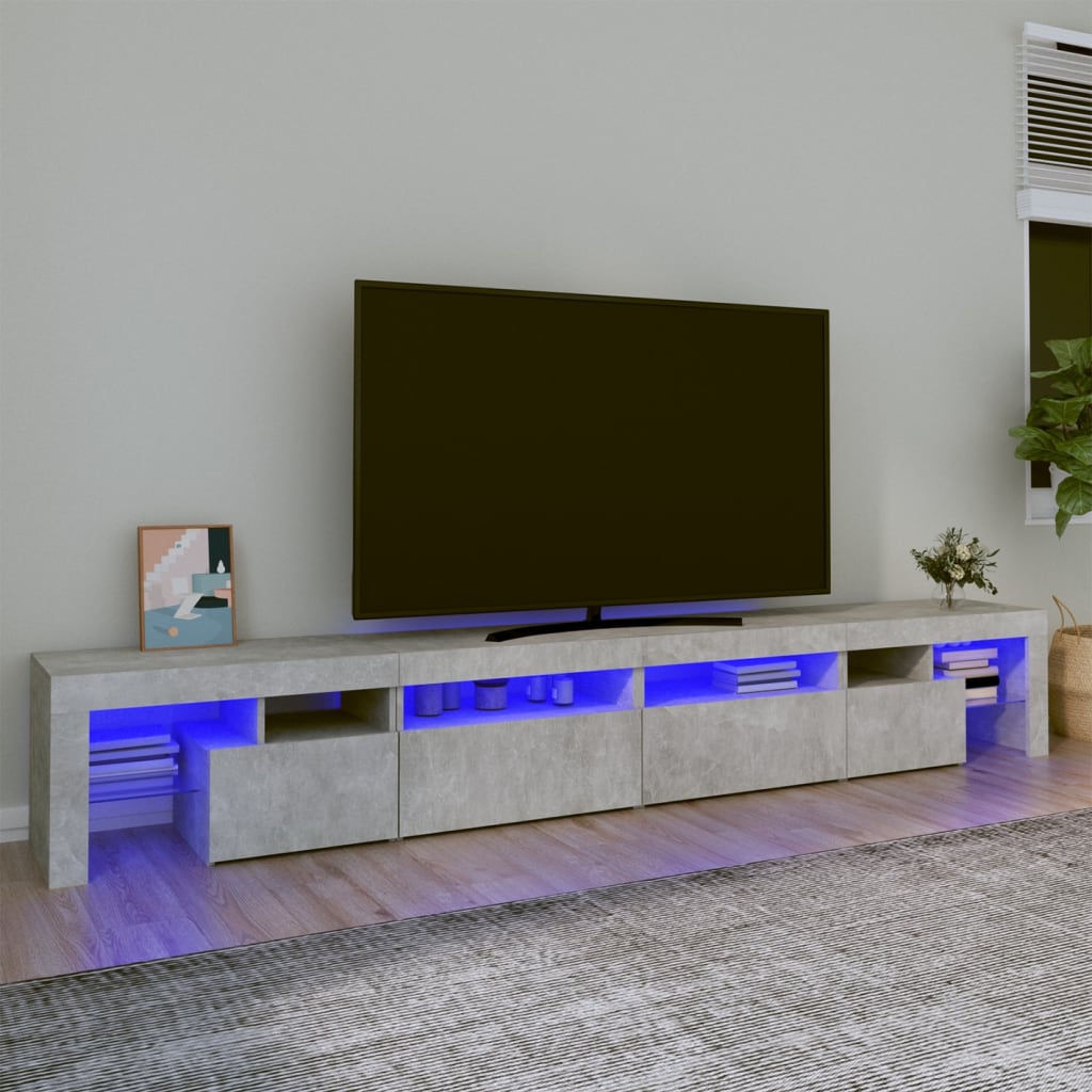 Mobile Porta TV con Luci LED Grigio Cemento 260x36,5x40 cm - homemem39