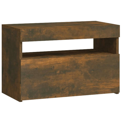 Comodino con Luci LED Rovere Fumo 60x35x40 cm - homemem39