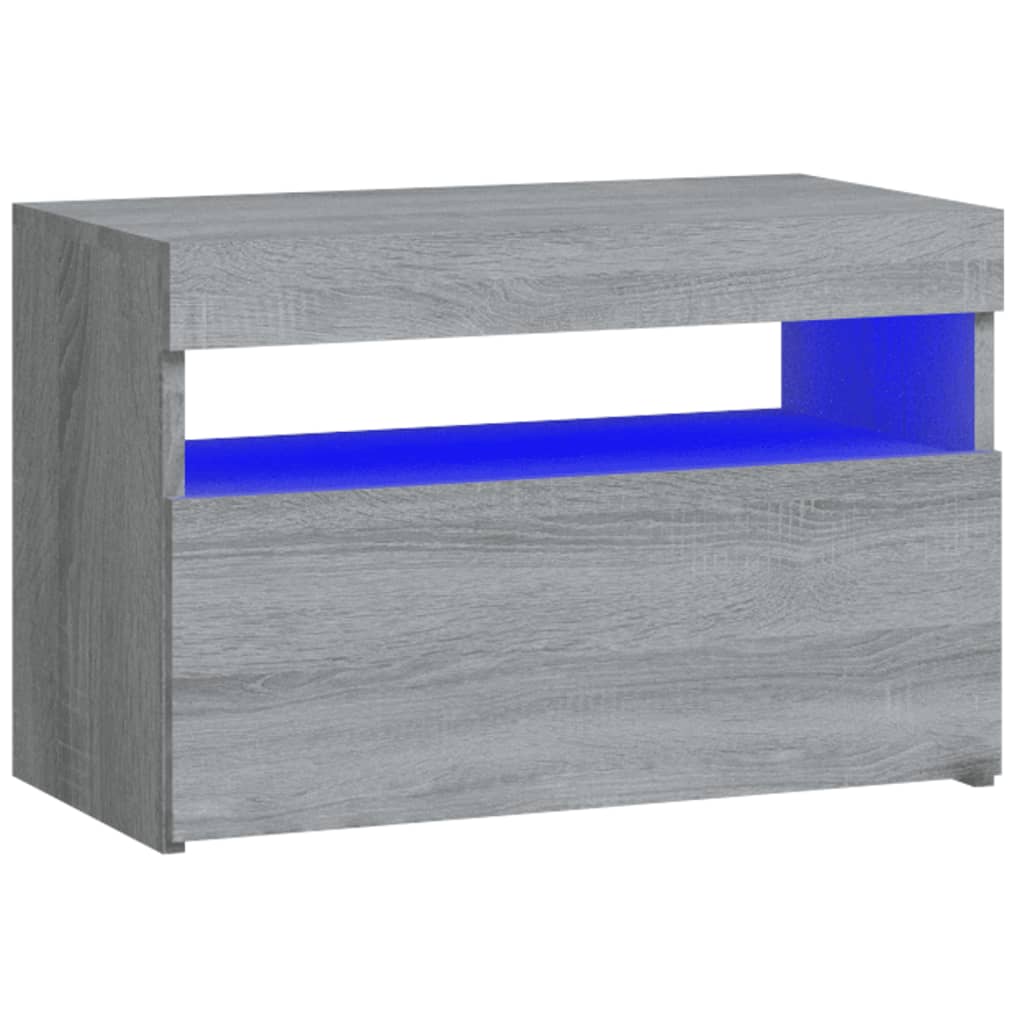 Comodino con Luci LED Grigio Sonoma 60x35x40 cm - homemem39