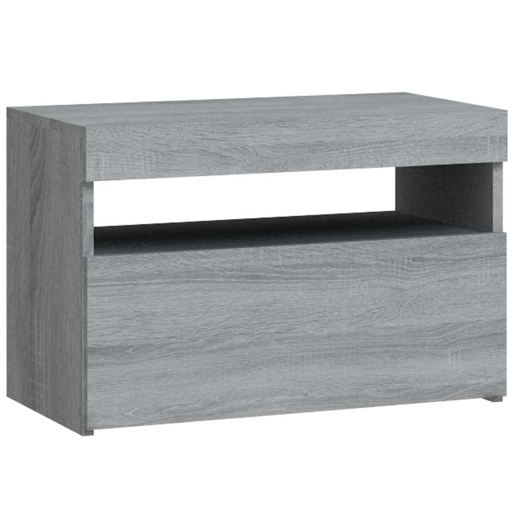 Comodino con Luci LED Grigio Sonoma 60x35x40 cm | homemem39