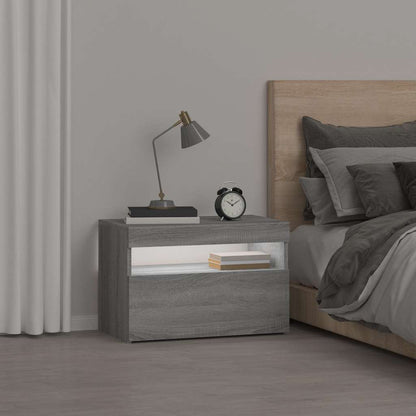 Comodino con Luci LED Grigio Sonoma 60x35x40 cm | homemem39