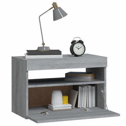 Comodino con Luci LED Grigio Sonoma 60x35x40 cm | homemem39