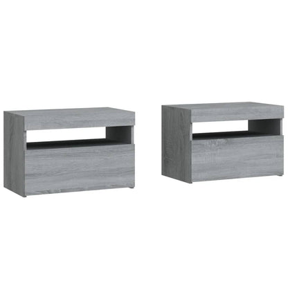 Comodini 2 pz con Luci LED Grigio Sonoma 60x35x40 cm | homemem39