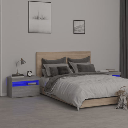 Comodini 2 pz con Luci LED Grigio Sonoma 60x35x40 cm - homemem39