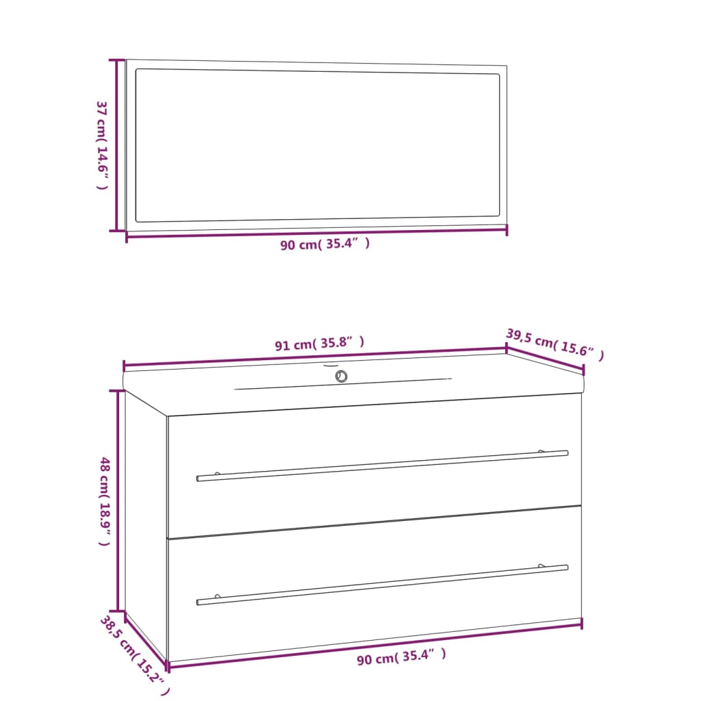Set Mobili da Bagno 3 pz Rovere Sonoma | homemem39