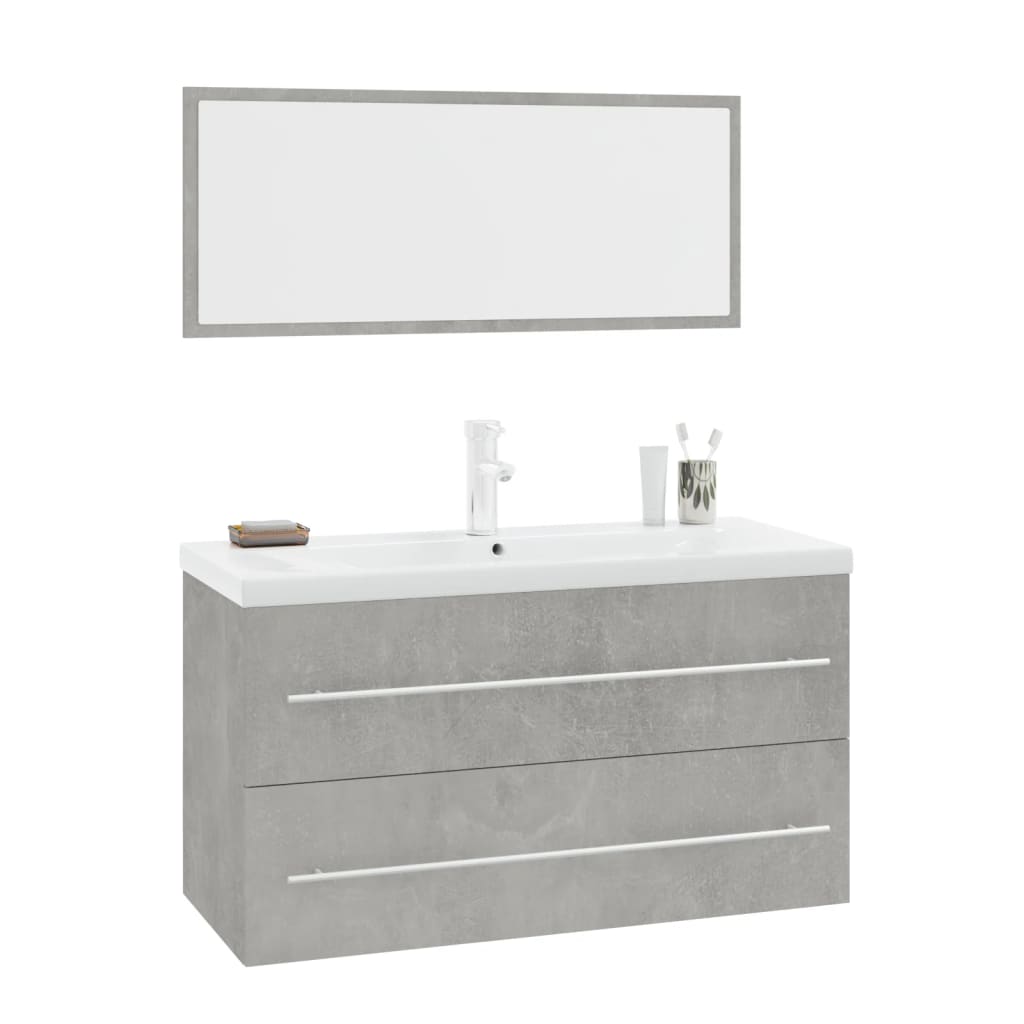Set Mobili da Bagno 3 pz Grigio Cemento | homemem39