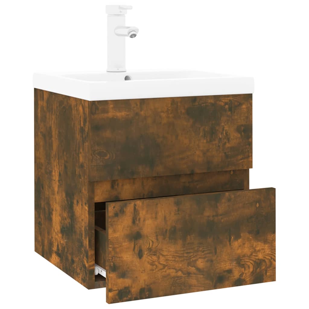 Mobile Bagno con Lavabo Integrato Rovere Fumo Legno Multistrato - homemem39