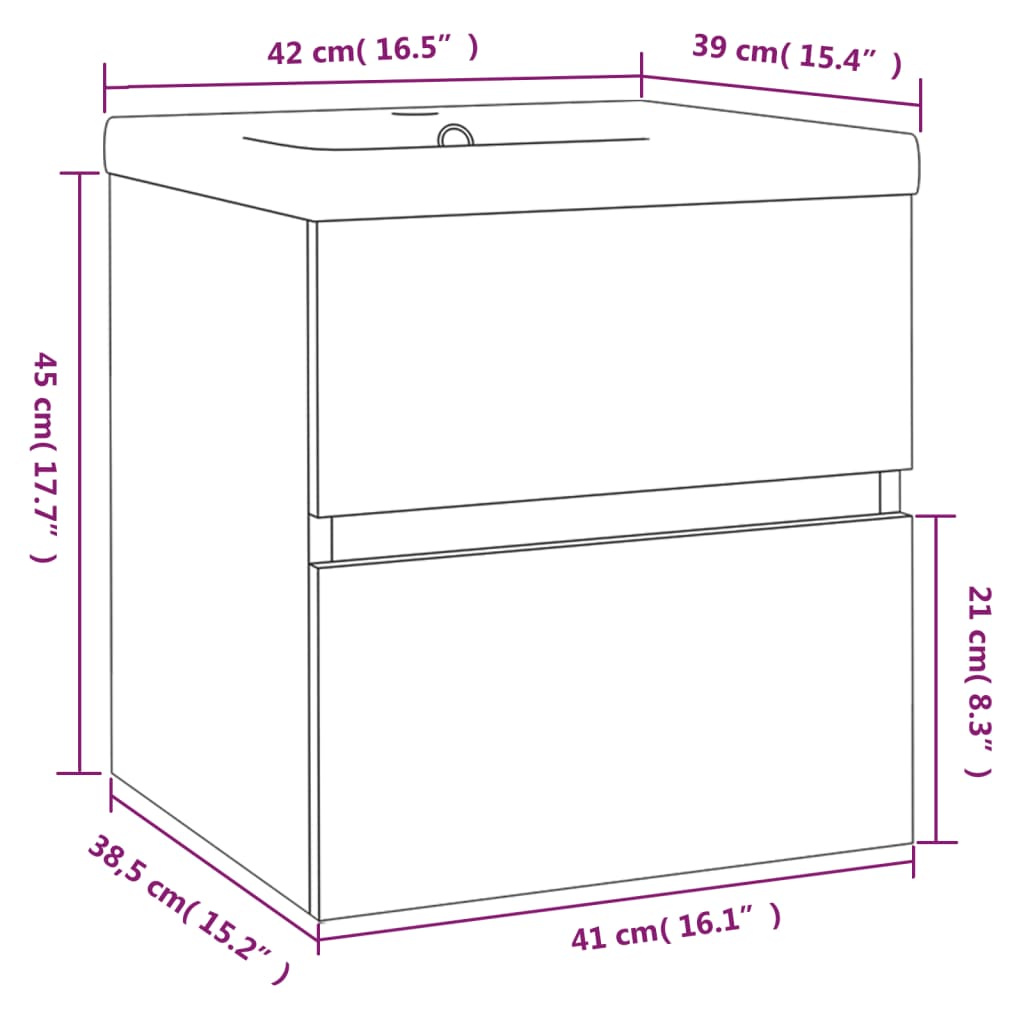 Mobile Bagno con Lavabo Integrato Rovere Fumo Legno Multistrato - homemem39