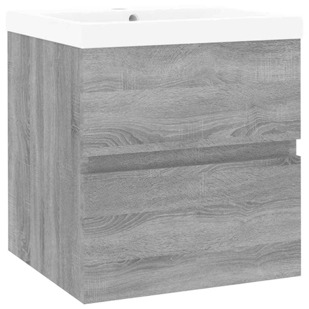 Mobile Bagno e Lavabo Integrato Grigio Sonoma Legno Multistrato | homemem39