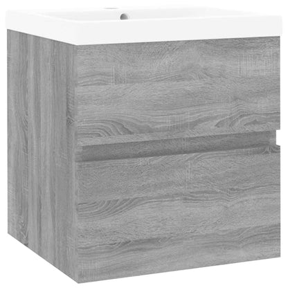 Mobile Bagno e Lavabo Integrato Grigio Sonoma Legno Multistrato | homemem39
