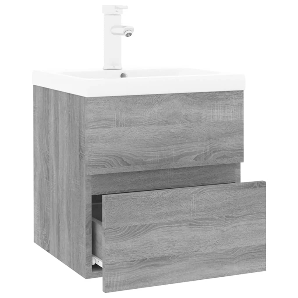 Mobile Bagno e Lavabo Integrato Grigio Sonoma Legno Multistrato | homemem39