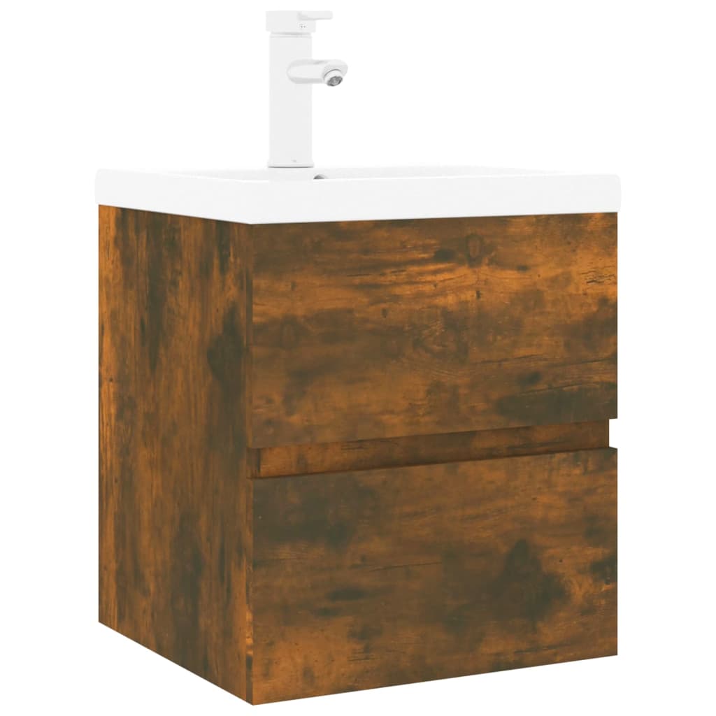 Mobile Bagno con Lavabo Integrato Rovere Fumo Legno Multistrato | homemem39