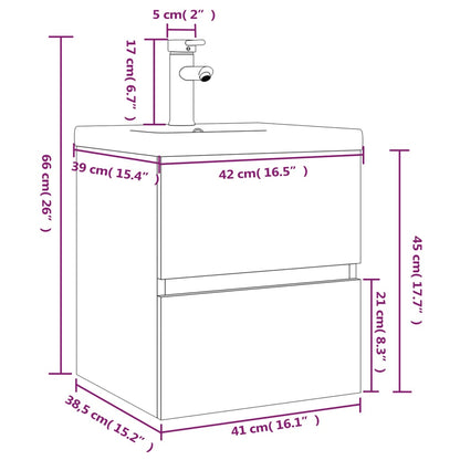 Mobile Bagno con Lavabo Integrato Rovere Fumo Legno Multistrato | homemem39