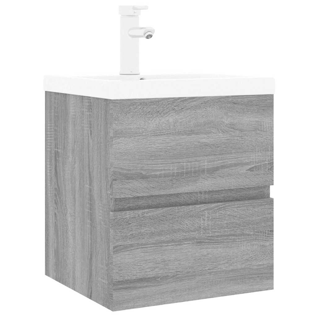 Mobile Bagno e Lavabo Integrato Grigio Sonoma Legno Multistrato | homemem39