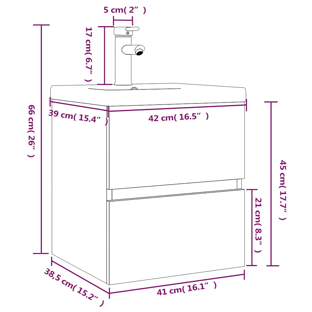 Mobile Bagno e Lavabo Integrato Grigio Sonoma Legno Multistrato | homemem39