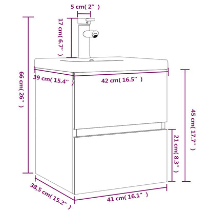 Mobile Bagno e Lavabo Integrato Grigio Sonoma Legno Multistrato | homemem39
