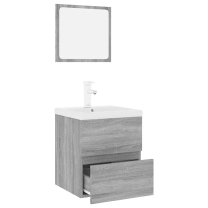 Set di Mobili da Bagno Grigio Sonoma in Legno Multistrato | homemem39