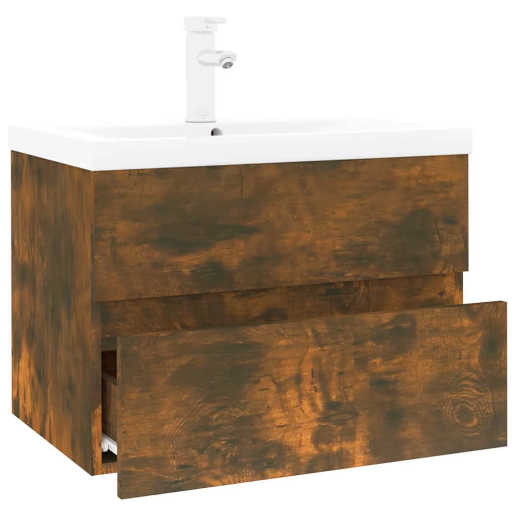 Mobile Bagno con Lavabo Integrato Rovere Fumo Legno Multistrato | homemem39