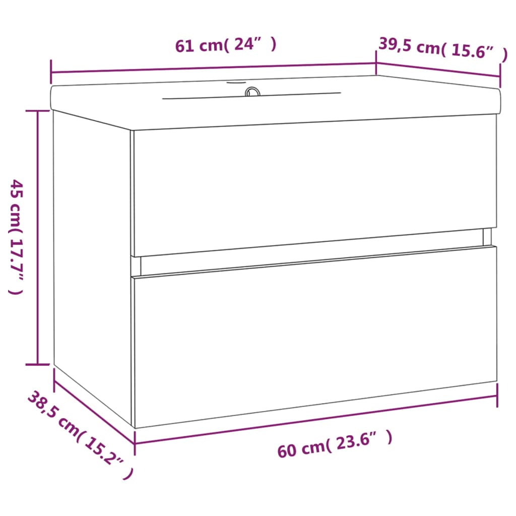 Mobile Bagno con Lavabo Integrato Rovere Fumo Legno Multistrato | homemem39