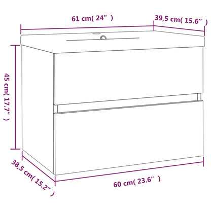Mobile Bagno con Lavabo Integrato Rovere Fumo Legno Multistrato | homemem39