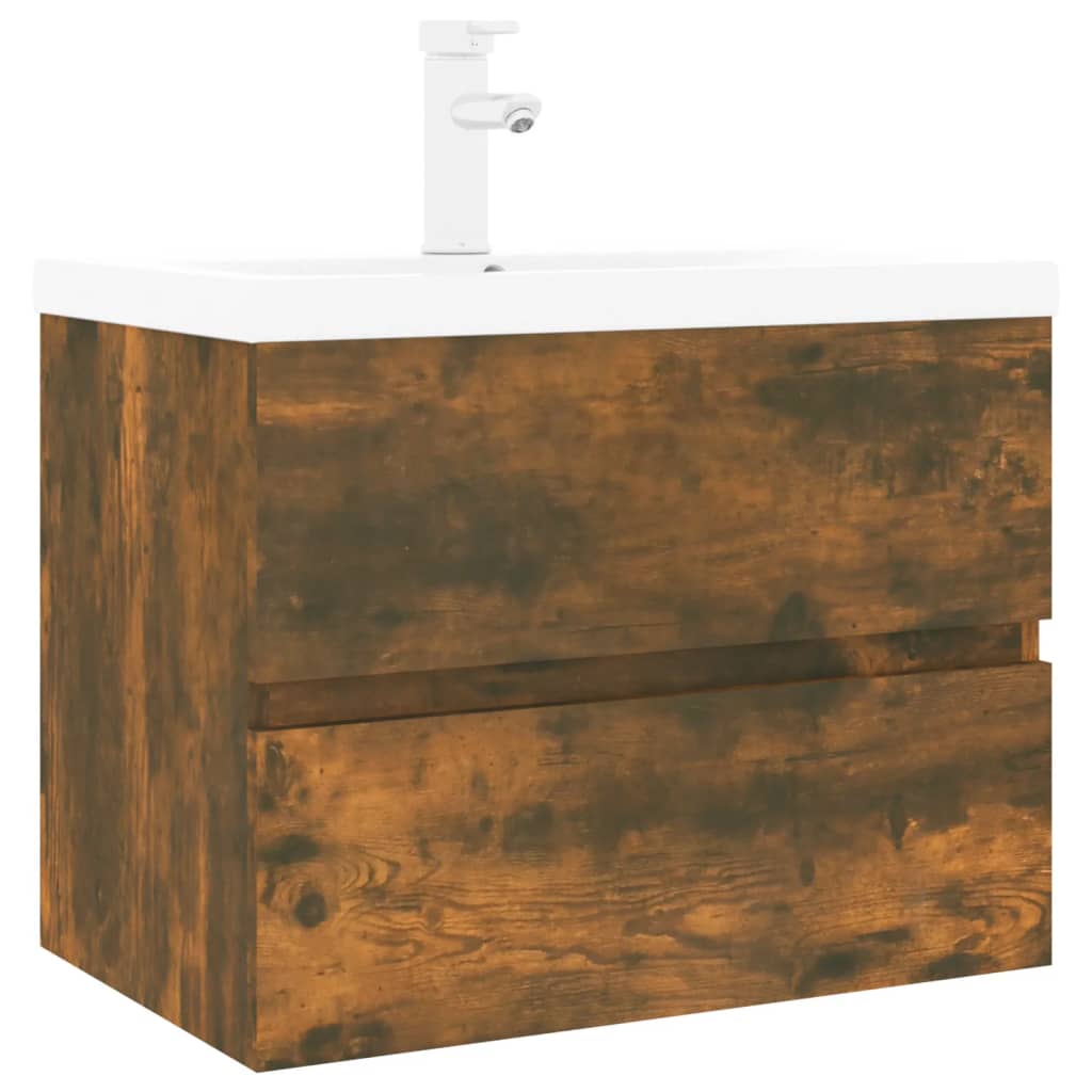 Mobile Bagno con Lavabo Integrato Rovere Fumo Legno Multistrato | homemem39