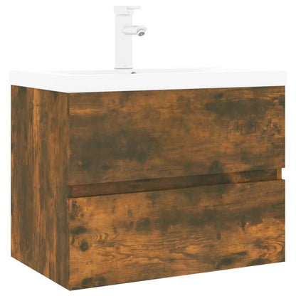 Mobile Bagno con Lavabo Integrato Rovere Fumo Legno Multistrato | homemem39