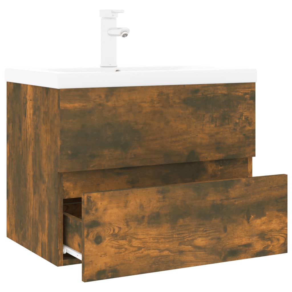 Mobile Bagno con Lavabo Integrato Rovere Fumo Legno Multistrato | homemem39