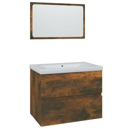 Set di Mobili da Bagno Rovere Fumo in Legno Multistrato