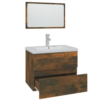 Set di Mobili da Bagno Rovere Fumo in Legno Multistrato | homemem39