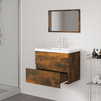 Set di Mobili da Bagno Rovere Fumo in Legno Multistrato