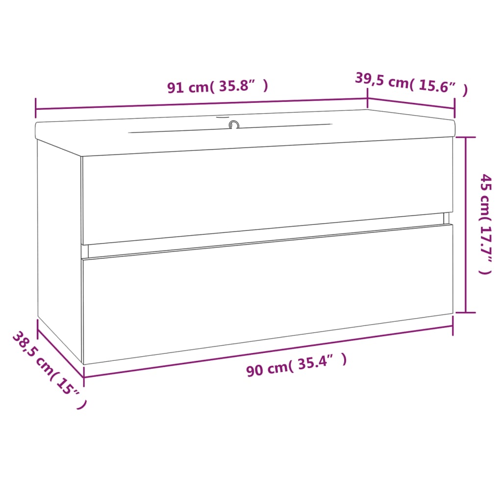 Mobile Bagno con Lavabo Integrato Rovere Fumo Legno Multistrato | homemem39