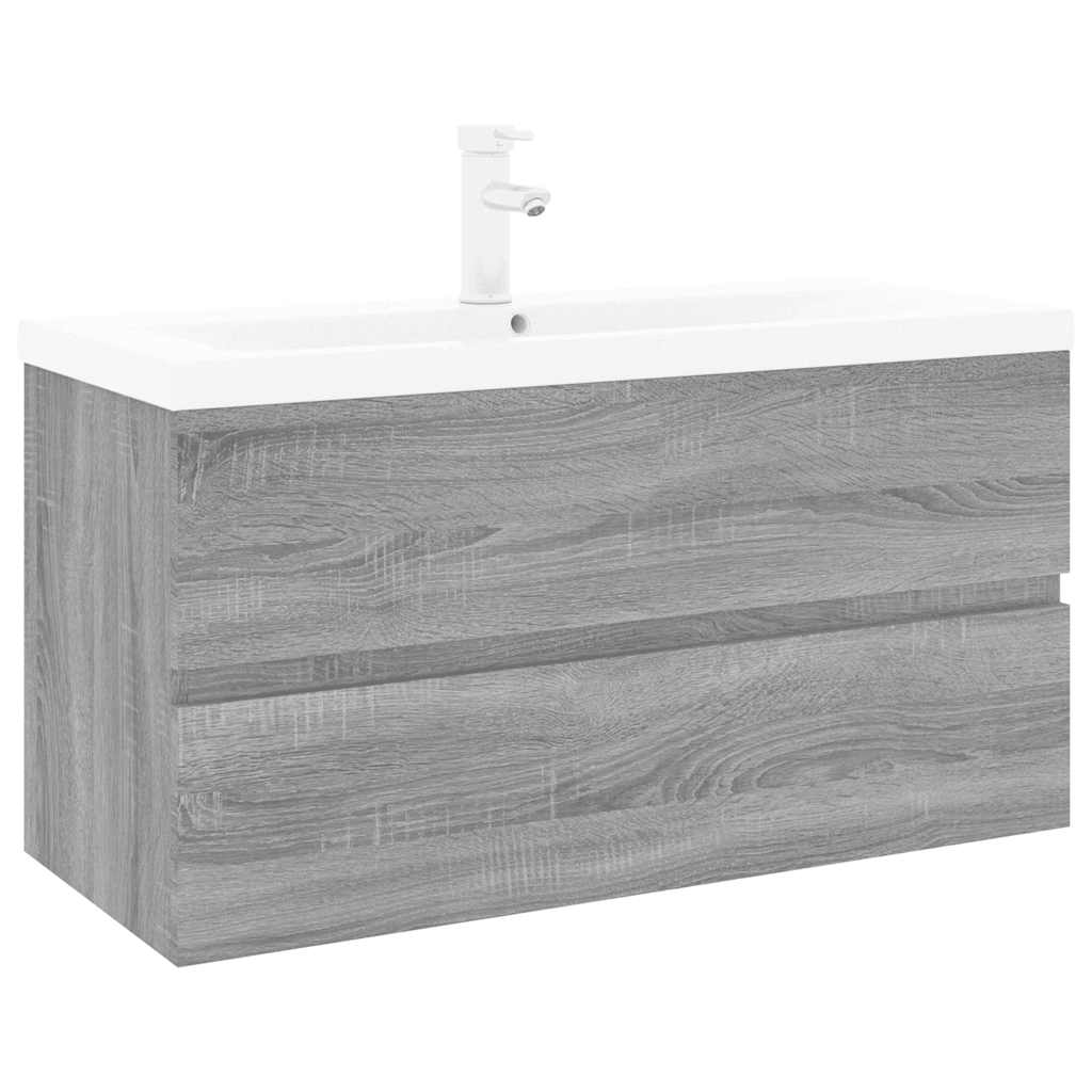 Mobile Bagno e Lavabo Integrato Grigio Sonoma Legno Multistrato | homemem39