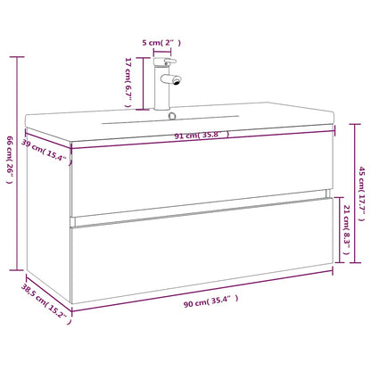 Mobile Bagno e Lavabo Integrato Grigio Sonoma Legno Multistrato | homemem39