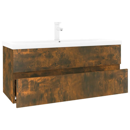 Mobile Bagno con Lavabo Integrato Rovere Fumo Legno Multistrato | homemem39