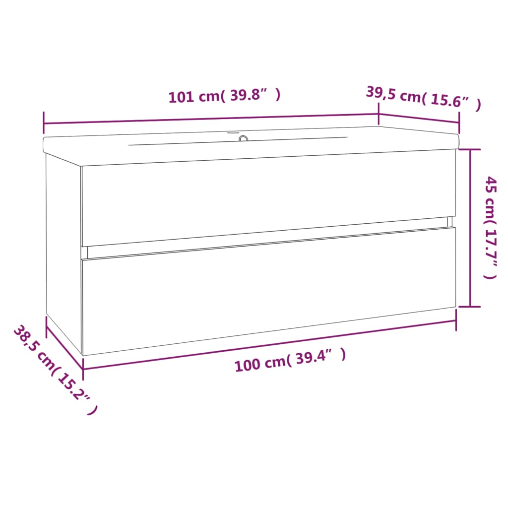 Mobile Bagno con Lavabo Integrato Rovere Fumo Legno Multistrato | homemem39