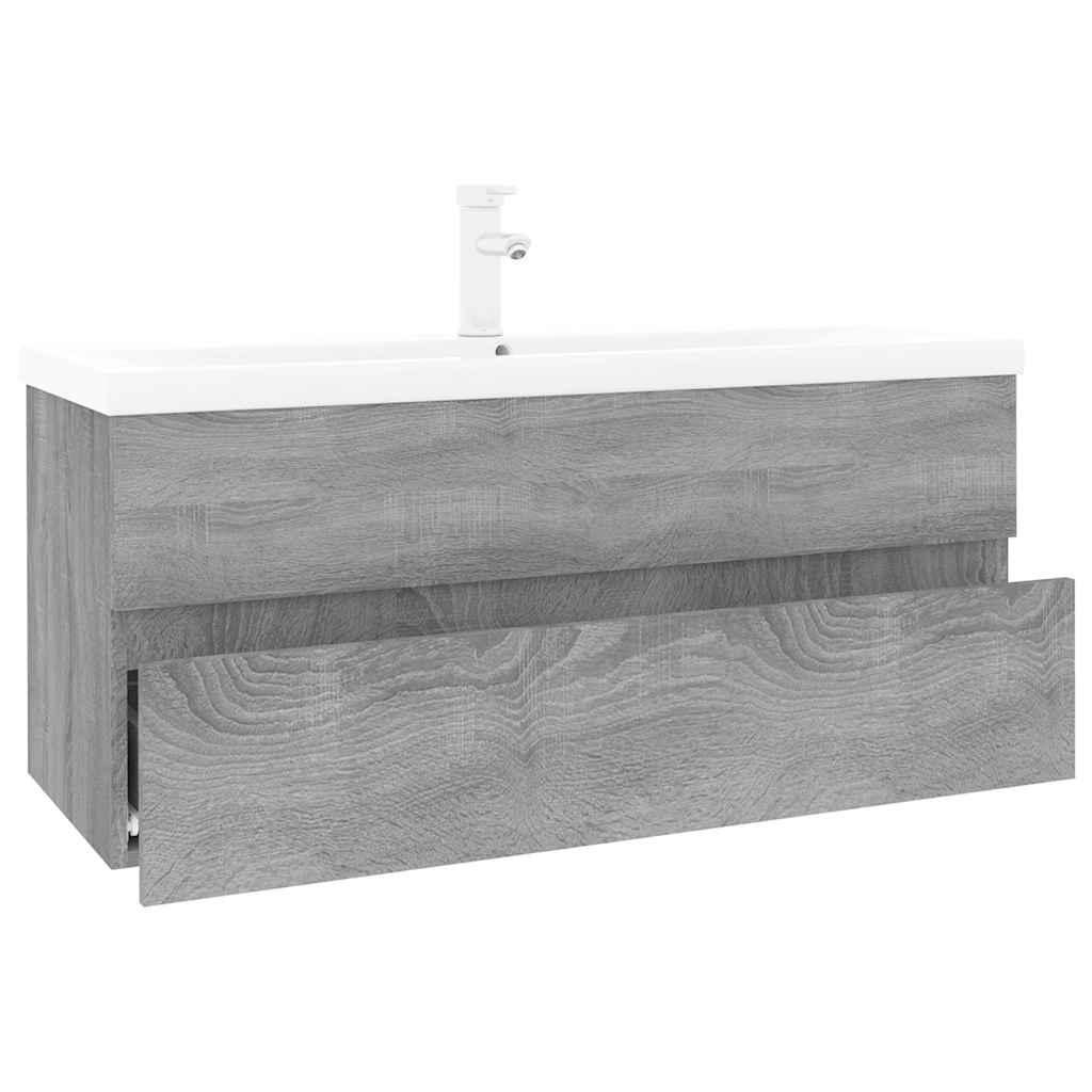 Mobile Bagno e Lavabo Integrato Grigio Sonoma Legno Multistrato | homemem39